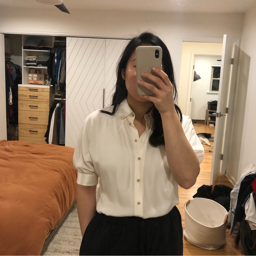 ATM 100% Silk white blouse
